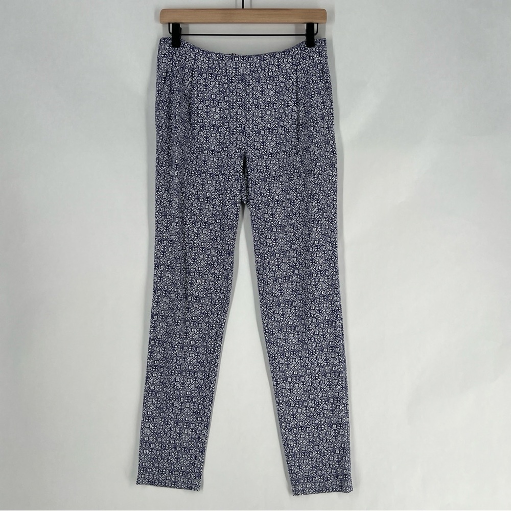 J. McLaughlin Navy Geometric Print Catalina Cloth Pleated Front Pull On Pants